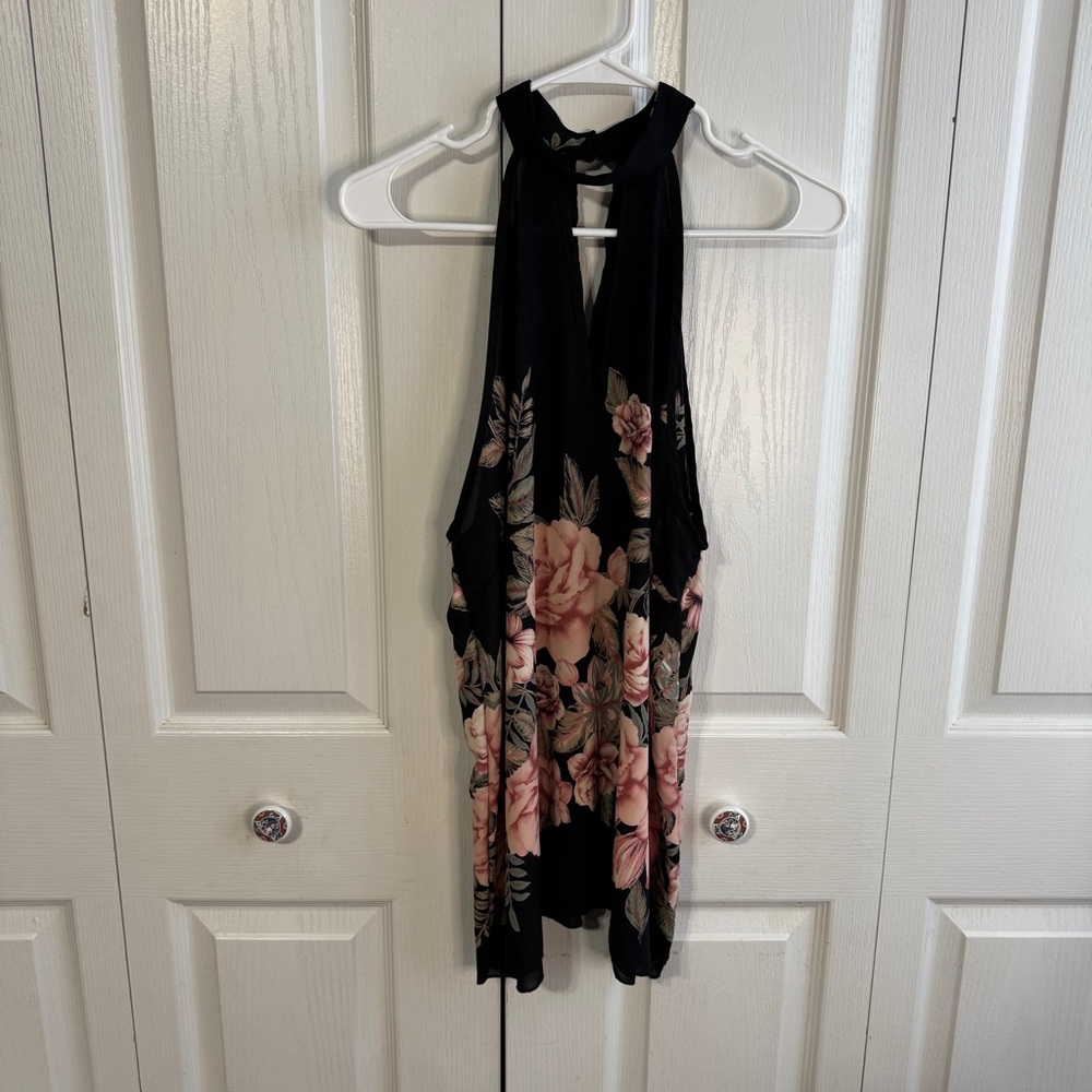Charlotte Russe‎ floral black halter top size XL
